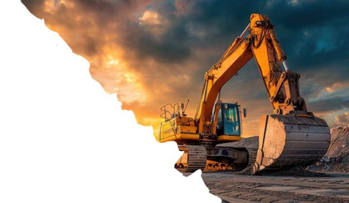 Baumaschine im Waldgebiet